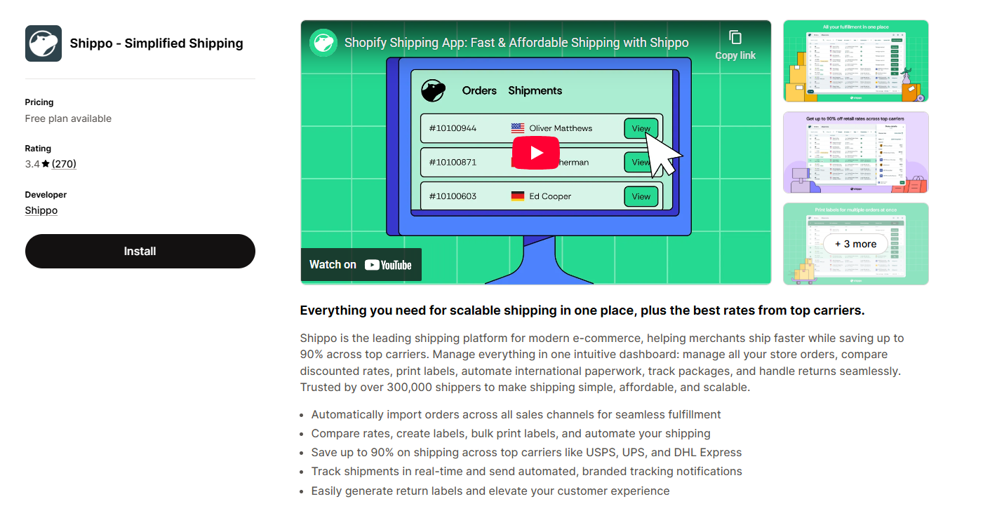 Shippo ‑ Simplified Shipping